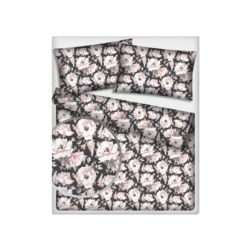 Komplet Pościeli z Bawełny 200x220 peonia szara